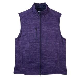 Johnnie-O Mens XL Purple Heather Fleece Full Zip Vest Golf Outdoors Comfort